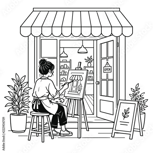 Monochrome Shopfront Painter