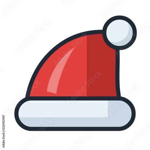 Red Santa hat with white fur icon with outline