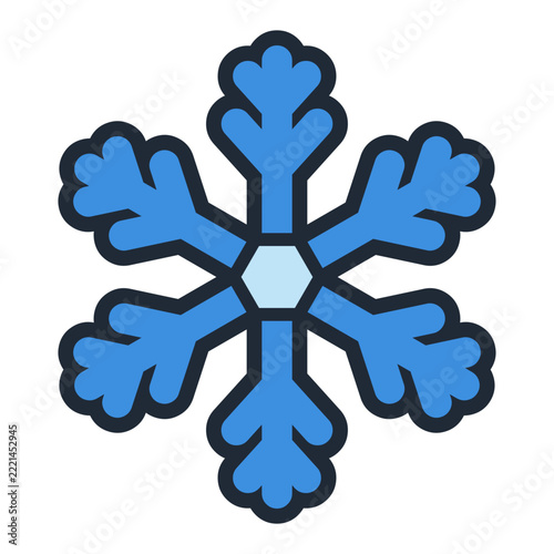 Blue snowflake icon with outline