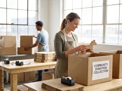 Woman Processing Holiday Returns Reverse Logistics in Warehouse