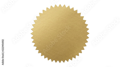 Gold starburst seal with textured surface on black background