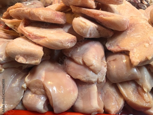 Different types of raw chicken meat