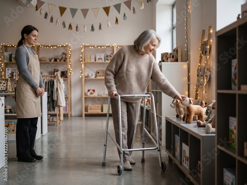 Senior Woman Enjoying Sensory Friendly Accessible Holiday Shopping