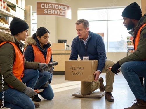 Seasonal worker onboarding safety training in warehouse