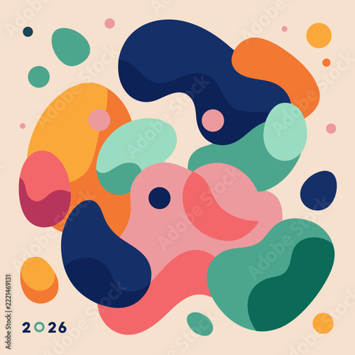 Abstract Organic Blob Shapes Background with Trendy Color Palette