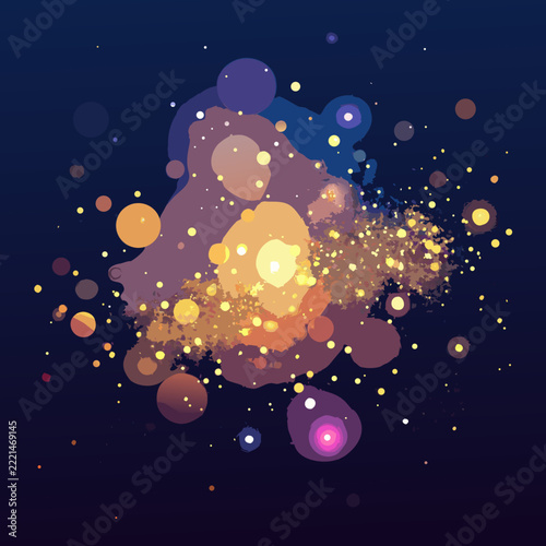 Vector Bokeh Light Abstract Background with Glowing Particles