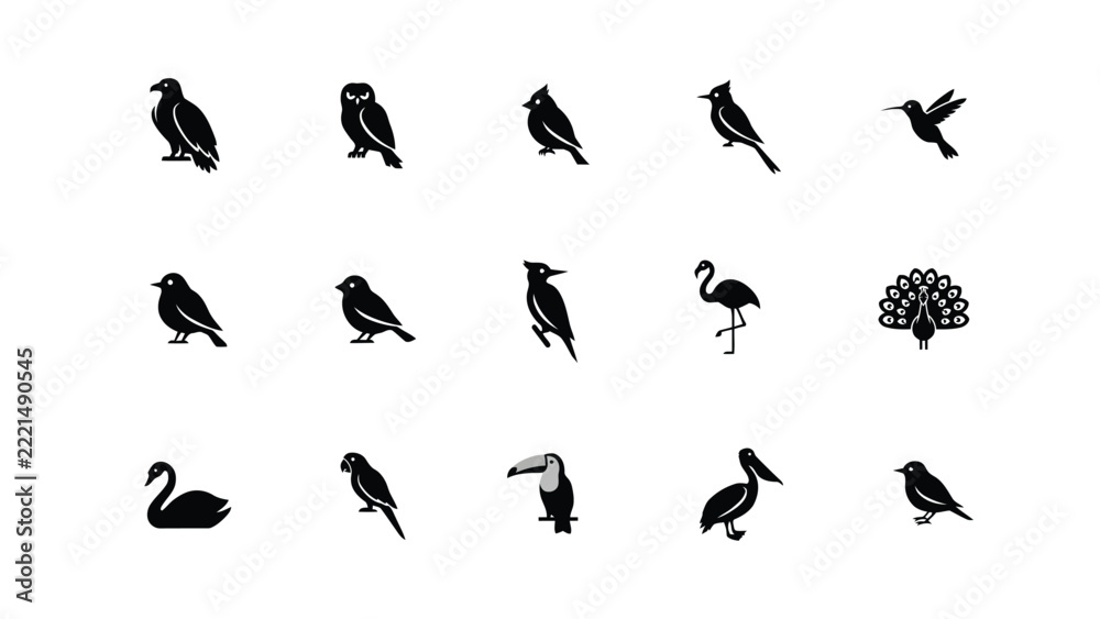 Fototapeta premium Black silhouette birds in flight