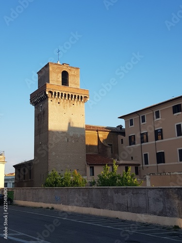 Historic Stone Tower Sunlight Blue Sky