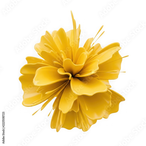 Yellow flower with green center isolated