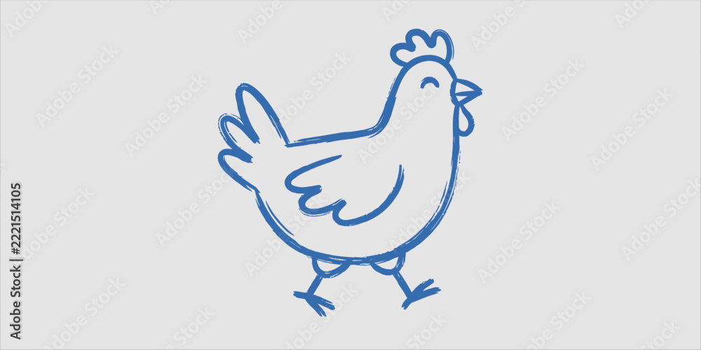 Fototapeta premium Collection of cute chicken and poultry line icons featuring farm animals and walking country birds