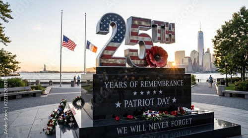 25th anniversary 9 11 memorial monument in new york city with
