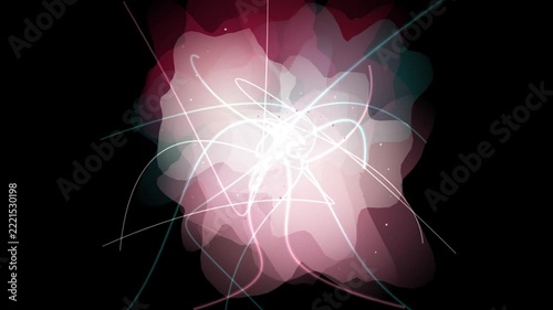 Abstract cosmic energy explosion with glowing light trails and soft shapes