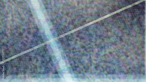 Abstract glitch texture with crossing light streaks and distorted digital noise in blue and pink tones