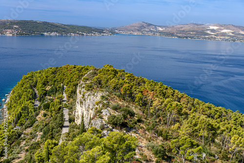 Panoramic view of Split, Croatia, from the observation tower on Marjan Hill. A free tourist attraction offering visitors an elevated viewpoint over the city.