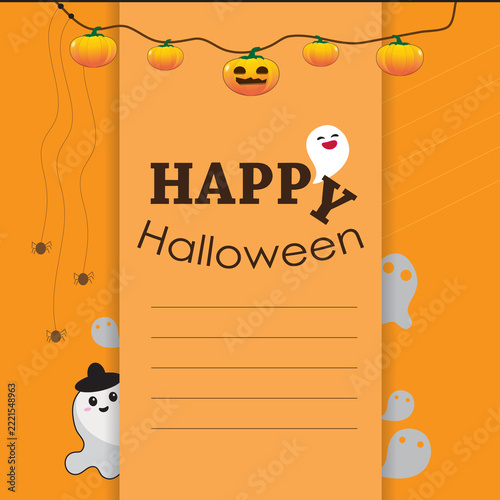 Halloween card featuring a little pumpkin ghost
