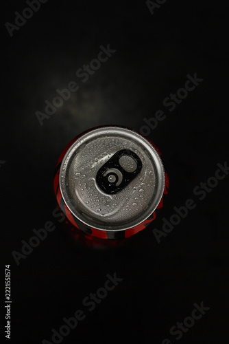 Cool can soft drink with black background