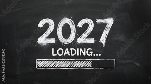 Futuristic 3D Happy New Year 2027 Celebration with Neon Light and Digital Countdown