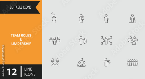 Team Roles And Leadership Outline Icon Bundle For Management Structure Corporate Organization And Guidance