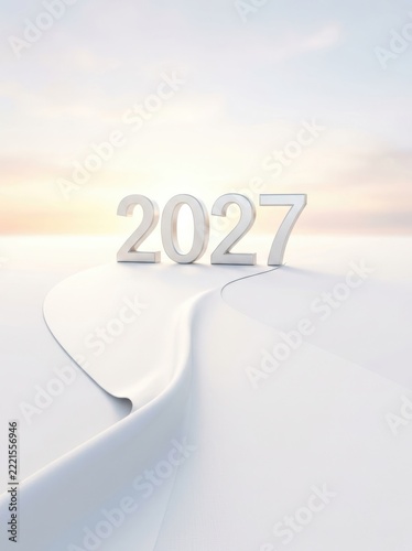 Shiny 3d number 2027 for a new year celebration