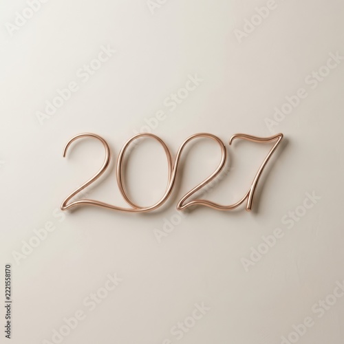 Shiny metallic 2027 numbers for new year celebration