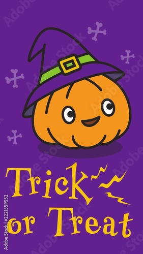 Trick or treat halloween with pumpkin animation looping video