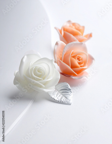 salmon pink and white roses