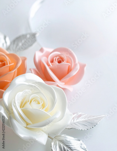 salmon pink and white roses