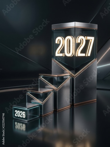 Year 2027 glass growth chart showing future business success