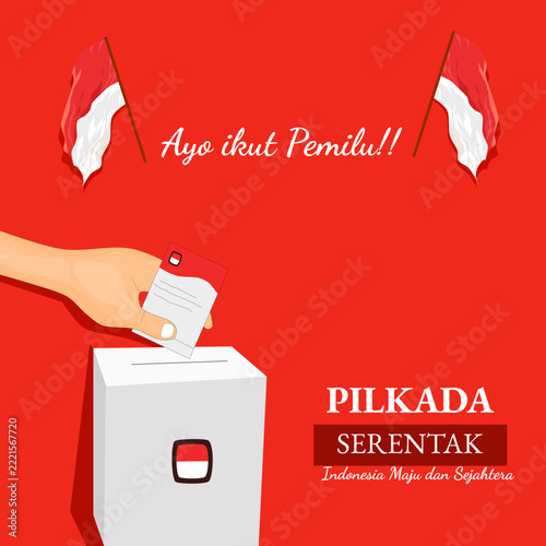 Voting in Indonesian Local Election Flat Design Illustration