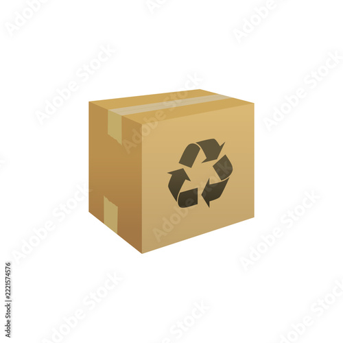 Cardboard Box with Recycling Symbol representing eco-friendly packaging, sustainability, and material reuse. Perfect for environmental, shipping, and retail design projects.