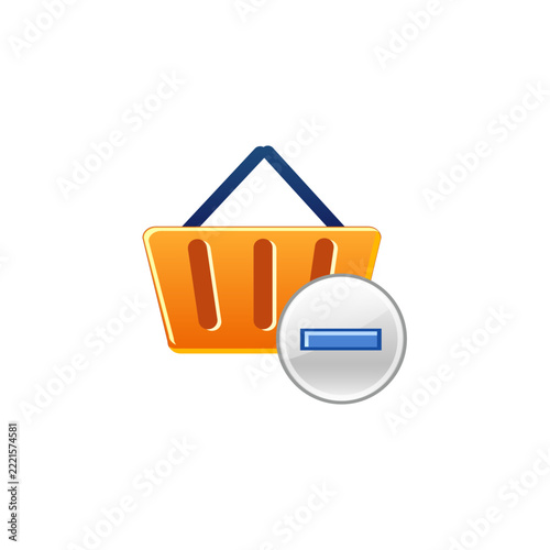 Shopping Basket Icon with Minus Sign  representing item removal or reducing quantity in online shopping interfaces. Perfect for e‑commerce, retail, and digital marketplace design projects.