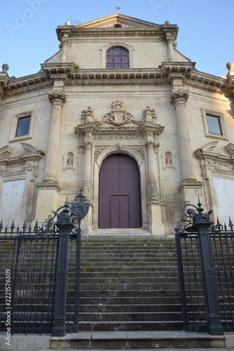 monumental façade of the Church of the Santissime Anime del Purgatorio in Ragusa Ibla
