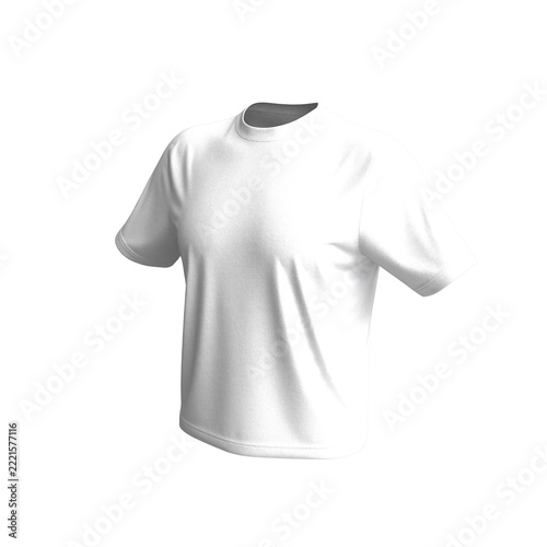 Tシャツ 3DCGレンダリング画像 透過png 無地 白 丸首のスポーツTシャツ