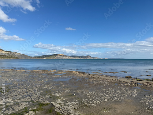 Charmouth and Black Venn cliff  from Lyme Regis, coastal landscape of the Juraissic coast, Dorset