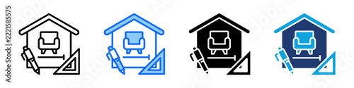Interior Design Icon Set Multi Style Vector Illustration