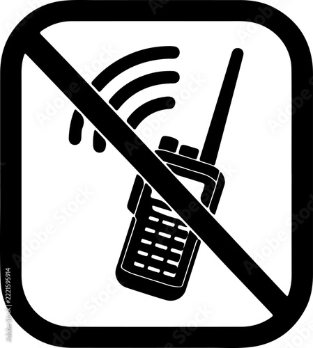 No mobile phone use warning sign with wifi and antenna icon