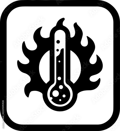 Minimalist fire and flask icon for branding, safety, and industrial design projects