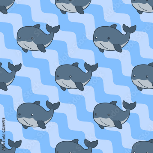 whale pattern seamless illustration cute cartoon