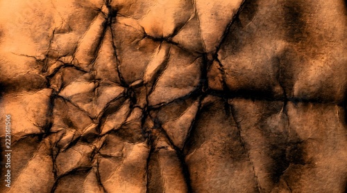 Abstract Brown Crumpled Paper Texture Background With Burnt Creases And Grunge Edges