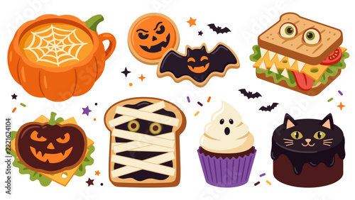 Halloween Food and Dessert Collection Flat Vector_26