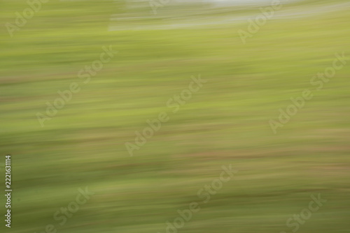 Abstract green nature background with horizontal motion blur in lime green, olive, and earthy yellow tones. A dynamic, soft texture for backgrounds, digital design, and nature themes