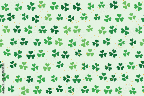 St Patricks Day shamrock clover seamless pattern in green