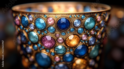 Jeweled Golden Candle Holder.