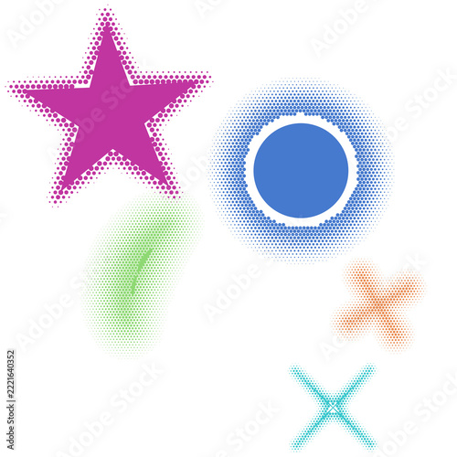 Colorful floating stars and shapes set