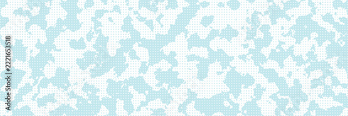 Abstract cyan and white camouflage pattern background with halftone texture