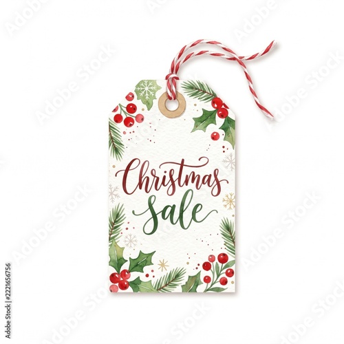 Christmas Sale Tag Isolated on White Background