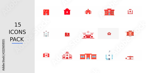 Red Flat Hospital Icon – Solid Red Vector Symbol for Apps, Websites, UI Kits, Mobile Interfaces, Presentations, Infographics and Modern Digital Design Projects