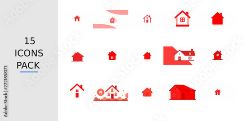 Red Flat House Icon – Solid Red Vector Symbol for Apps, Websites, UI Kits, Mobile Interfaces, Presentations, Infographics and Modern Digital Design Projects