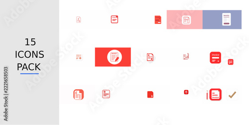 Red Flat Invoice Icon – Solid Red Vector Symbol for Apps, Websites, UI Kits, Mobile Interfaces, Presentations, Infographics and Modern Digital Design Projects