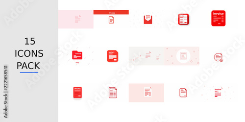 Red Flat Invoice Icon – Solid Red Vector Symbol for Apps, Websites, UI Kits, Mobile Interfaces, Presentations, Infographics and Modern Digital Design Projects